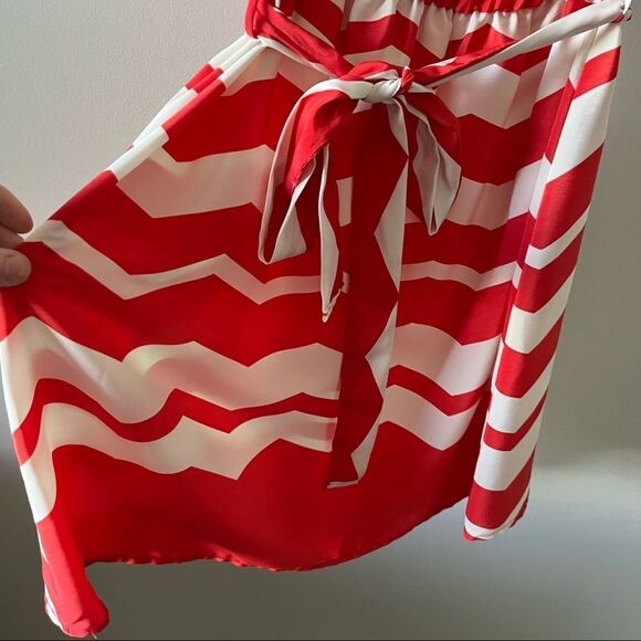 CANDY ROSE Chevron Mini Dress with Waist Tie Size Small - Picture 3 of 4